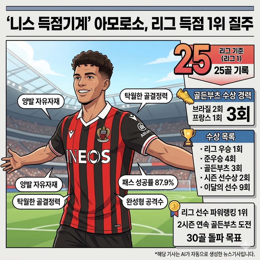아모로소, 프랑스 리그 25골 독주…끝없는 득점 본능