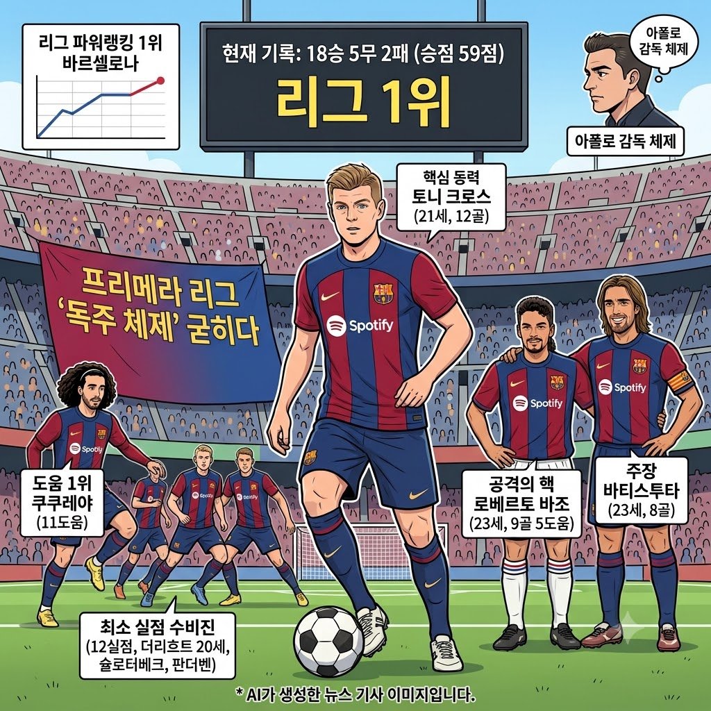 바르셀로나 독주, 크로스 12골로 우승 청신호