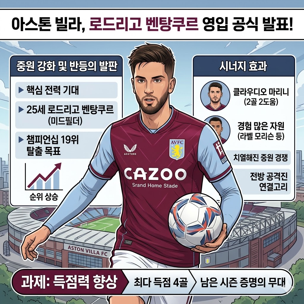 아스톤 빌라, 벤탕쿠르 영입으로 침체 탈출 노린다