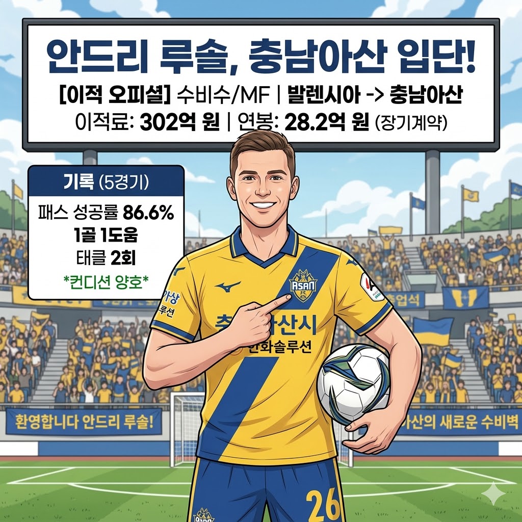 302억의 남자 루솔, K리그 충남아산 깜짝 입성