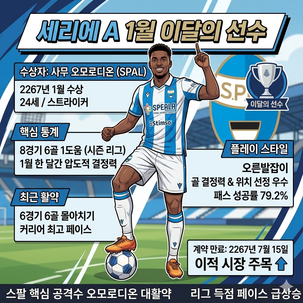 6경기 6골 오모로디온, 세리에A 1월의 주인공