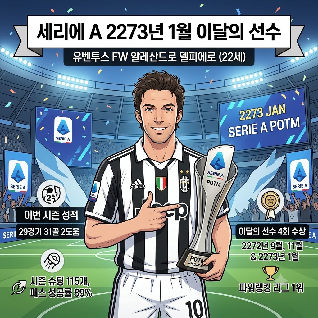 델피에로, 시즌 4번째 이달의 선수 [독보적 31골]