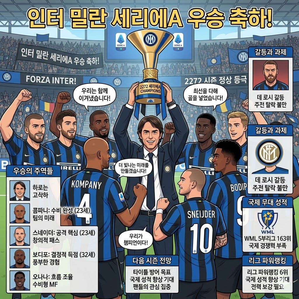 인터 밀란, 세리에A 정상 탈환! 하모니호의 완벽한 시