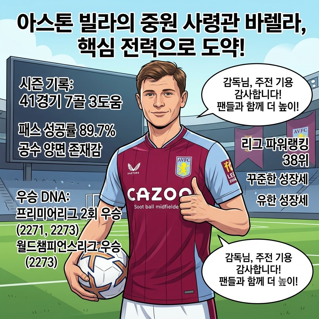 바렐라, 빌라 중원 장악…7골 3도움 맹활약