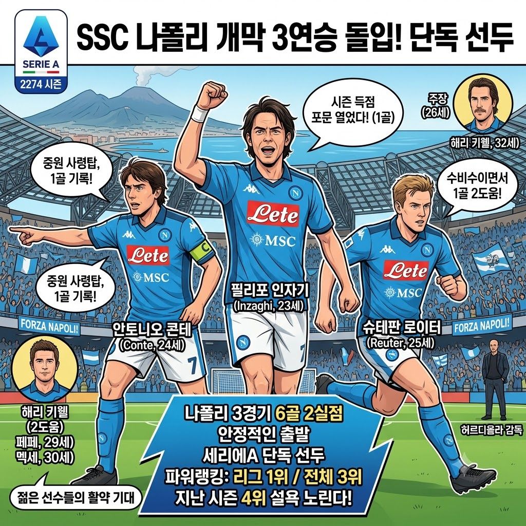 나폴리, 개막 3연승 질주…세리에A 독주 시동