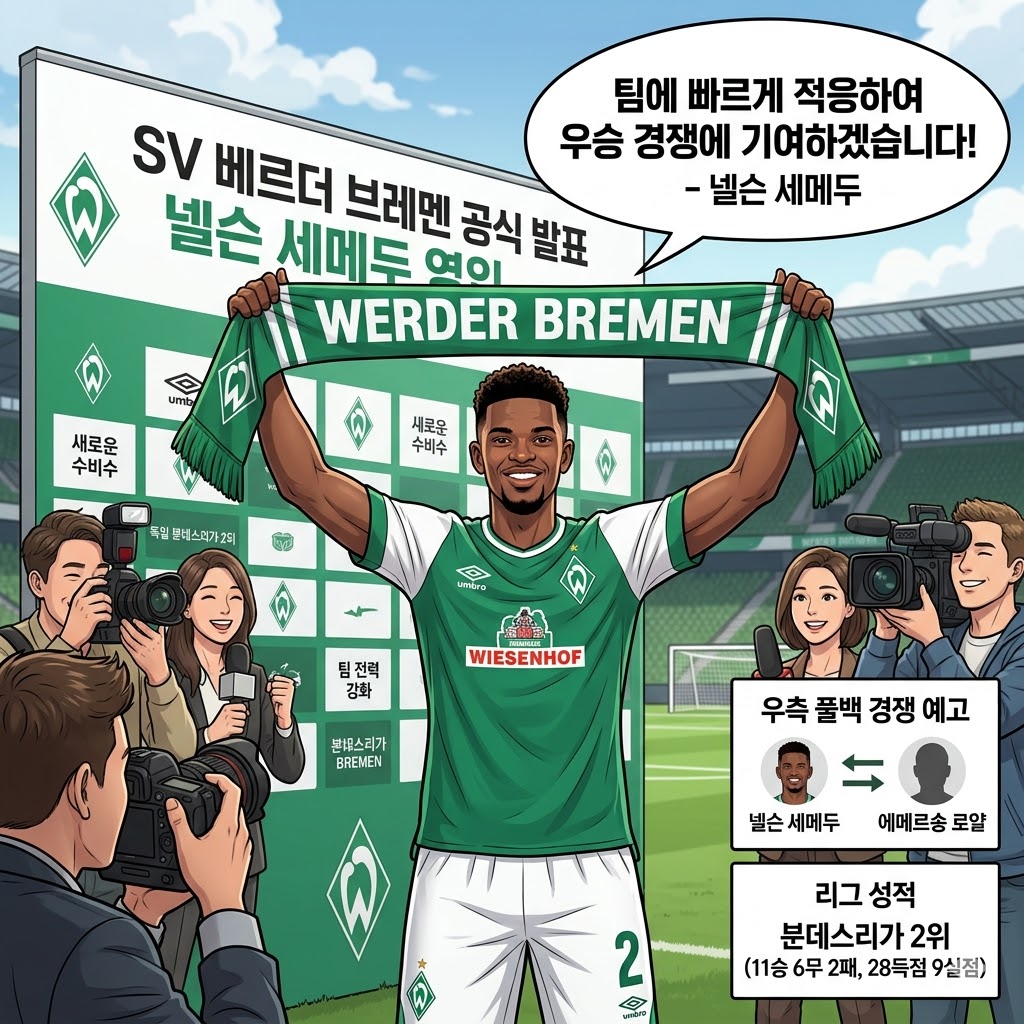 브레멘, 세메두 영입! 에메르송과 풀백 경쟁 점화