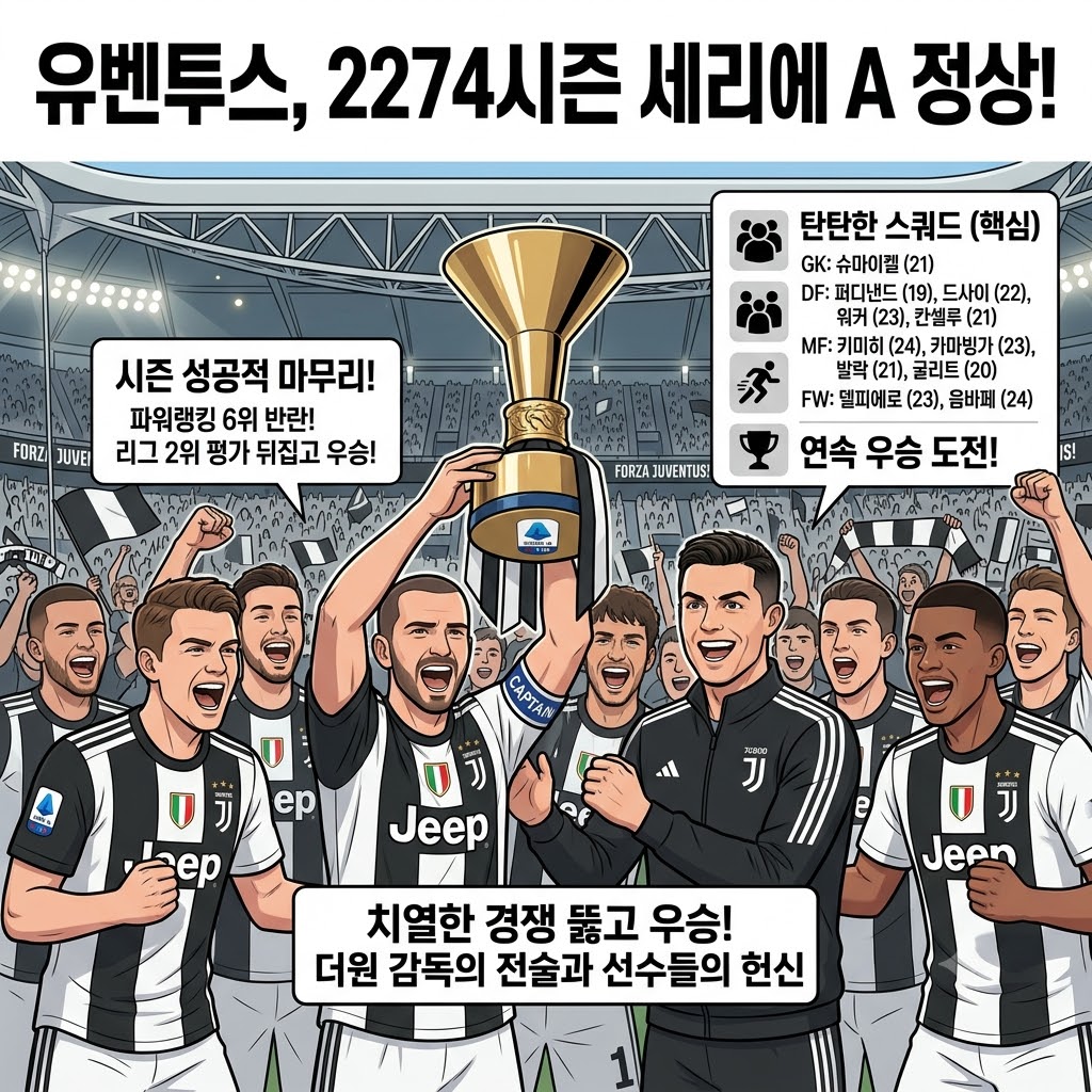 유벤투스, 전력 열세 뒤집고 세리에A 정상 등극