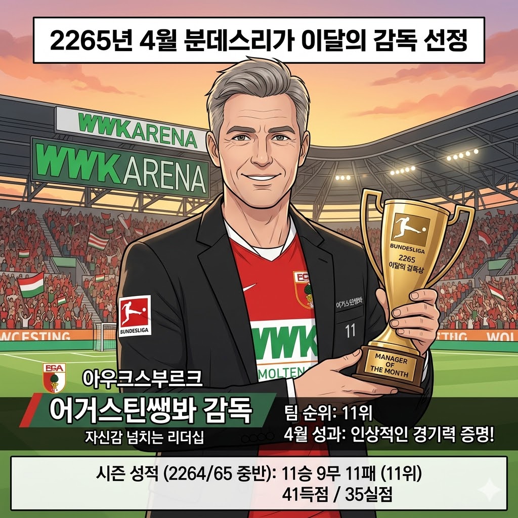 쌩봐, 분데스리가 4월 이달의 감독! 11위 돌풍 비결은