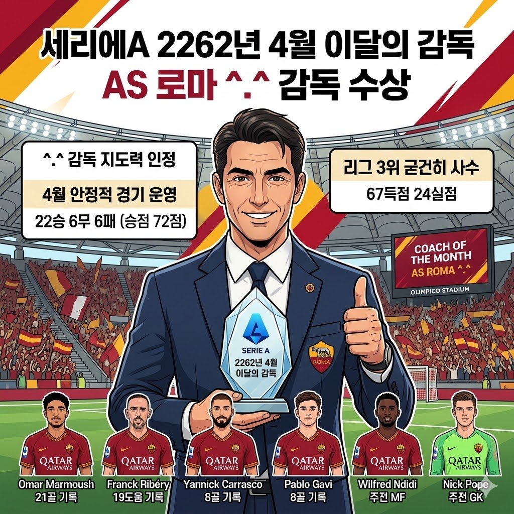 로마 부활 이끈 ^.^, [2262-04월] 이달의 감독 등극!