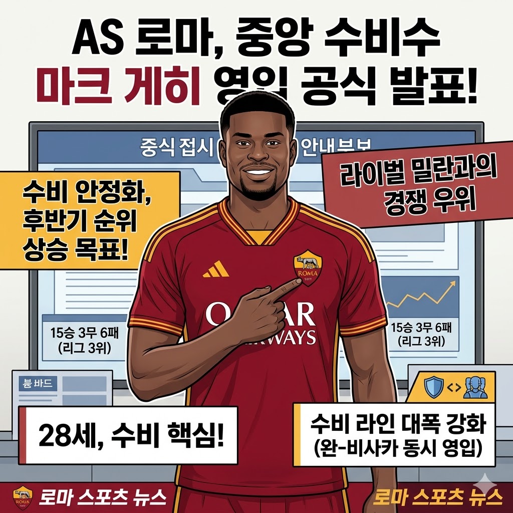 AS 로마, 게히 영입으로 철벽 수비 완성 선언