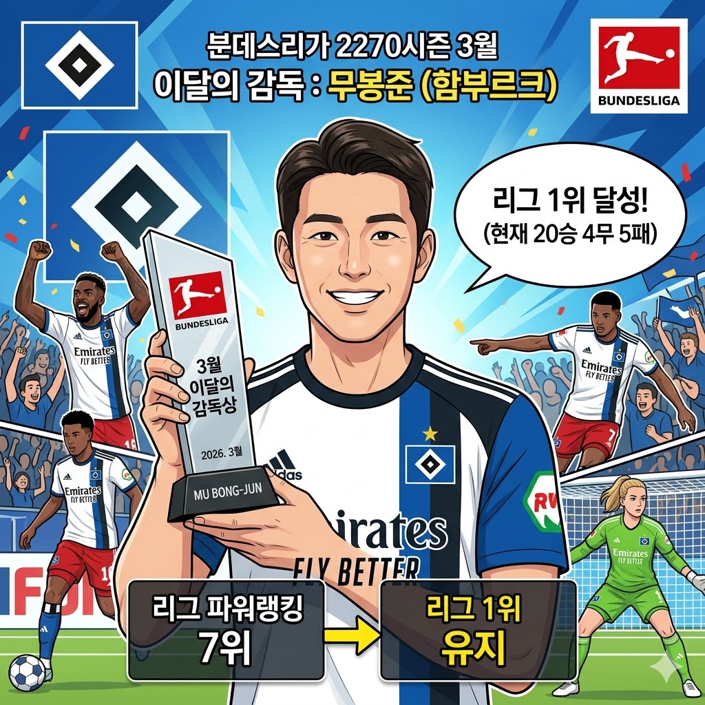 무봉준의 함부르크, 분데스리가 정상 질주 중