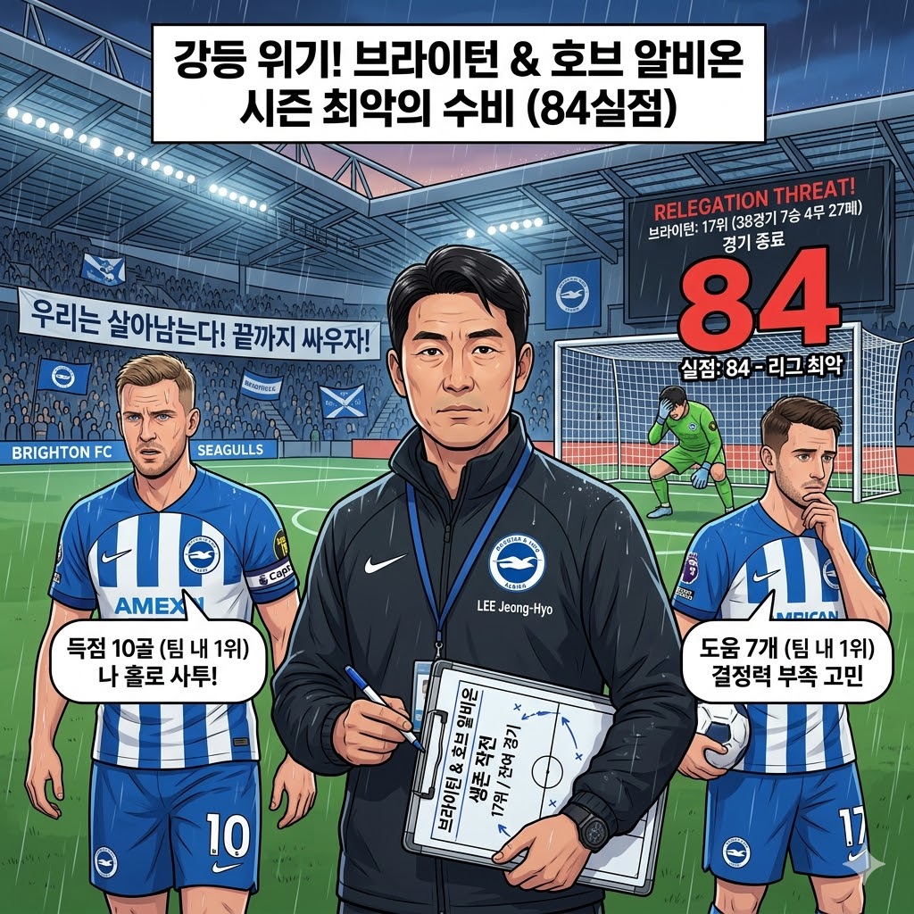 이정효의 브라이턴, 강등 벼랑 끝 생존 가능할까