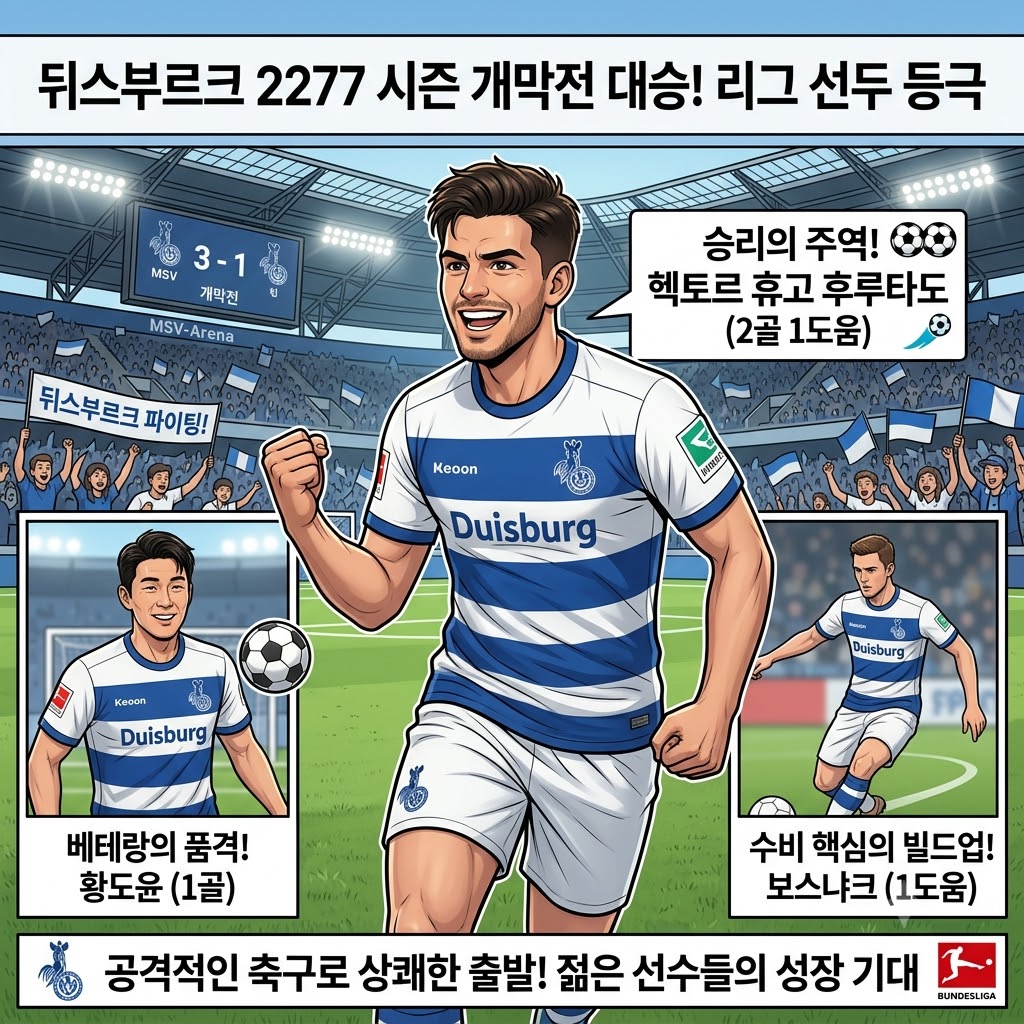 후루타도 2골 1도움 폭발, 뒤스부르크 개막전 완승