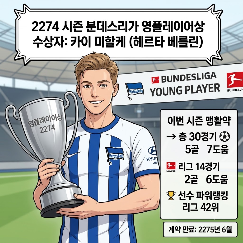 미할케, 분데스리가 [영플레이어상] 수상…차세대 에