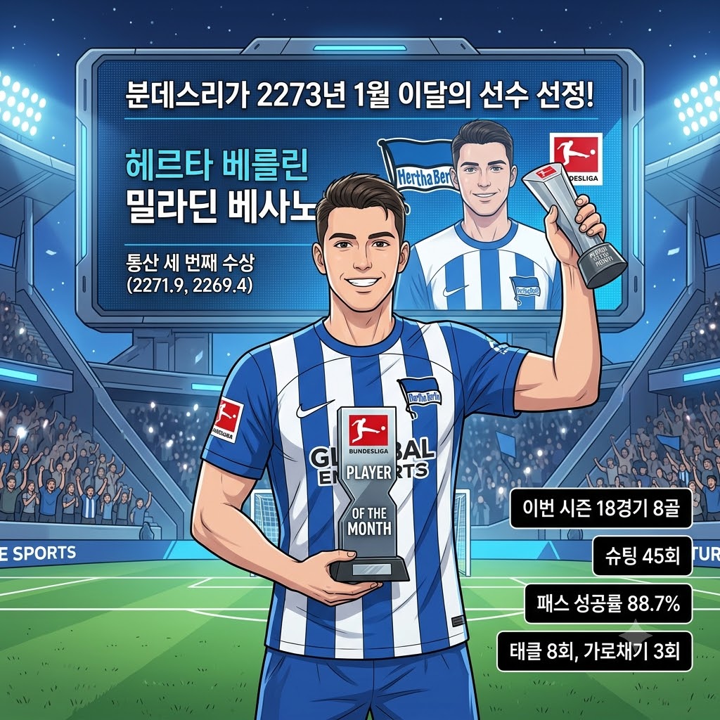 베사노비치, 분데스리가 [이달의 선수] 3회 수상 달성