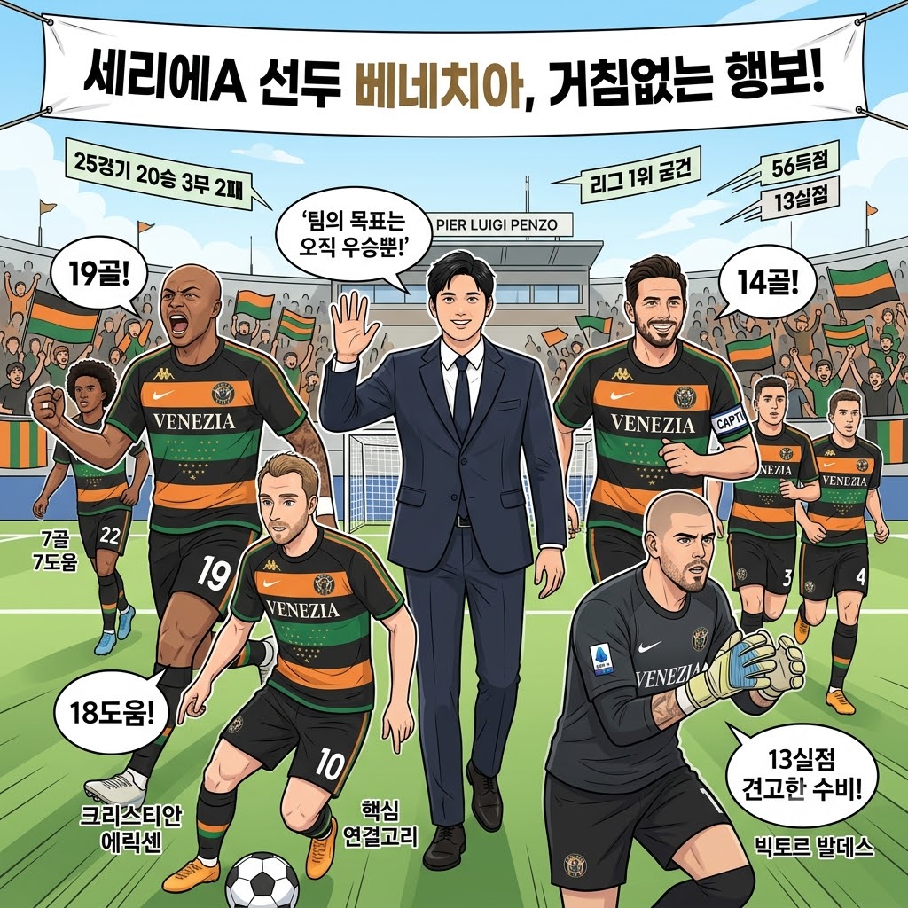 베네치아, 56골 화력으로 세리에A 정상 독주