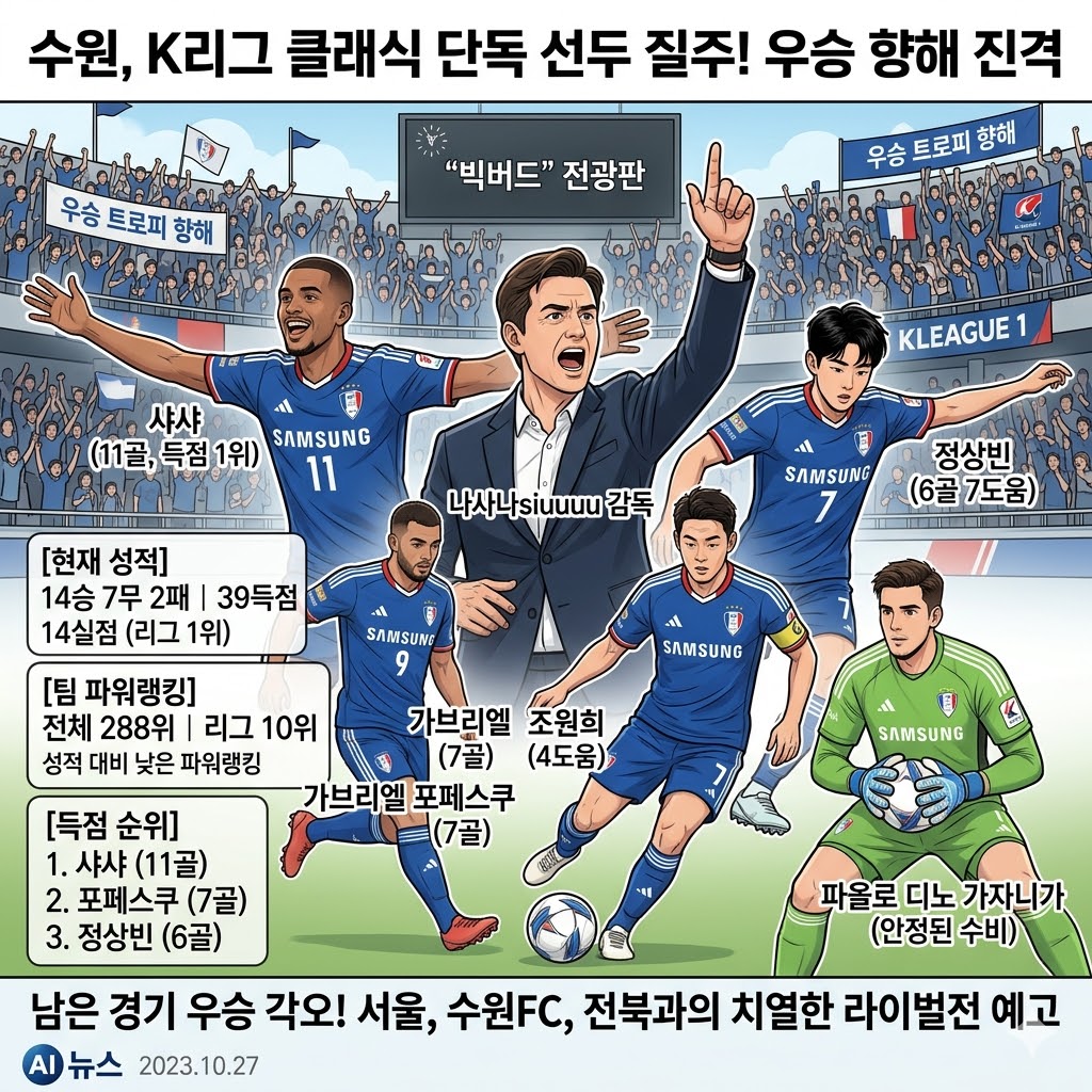 [수원], 나사나siuuuu 매직! 리그 제패 눈앞에