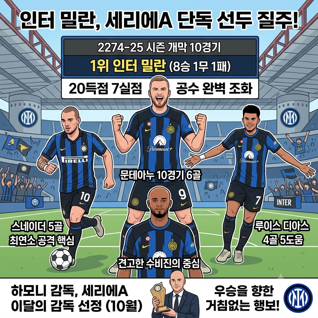 인터 밀란, 10경기 8승…세리에A [독주] 시작됐다