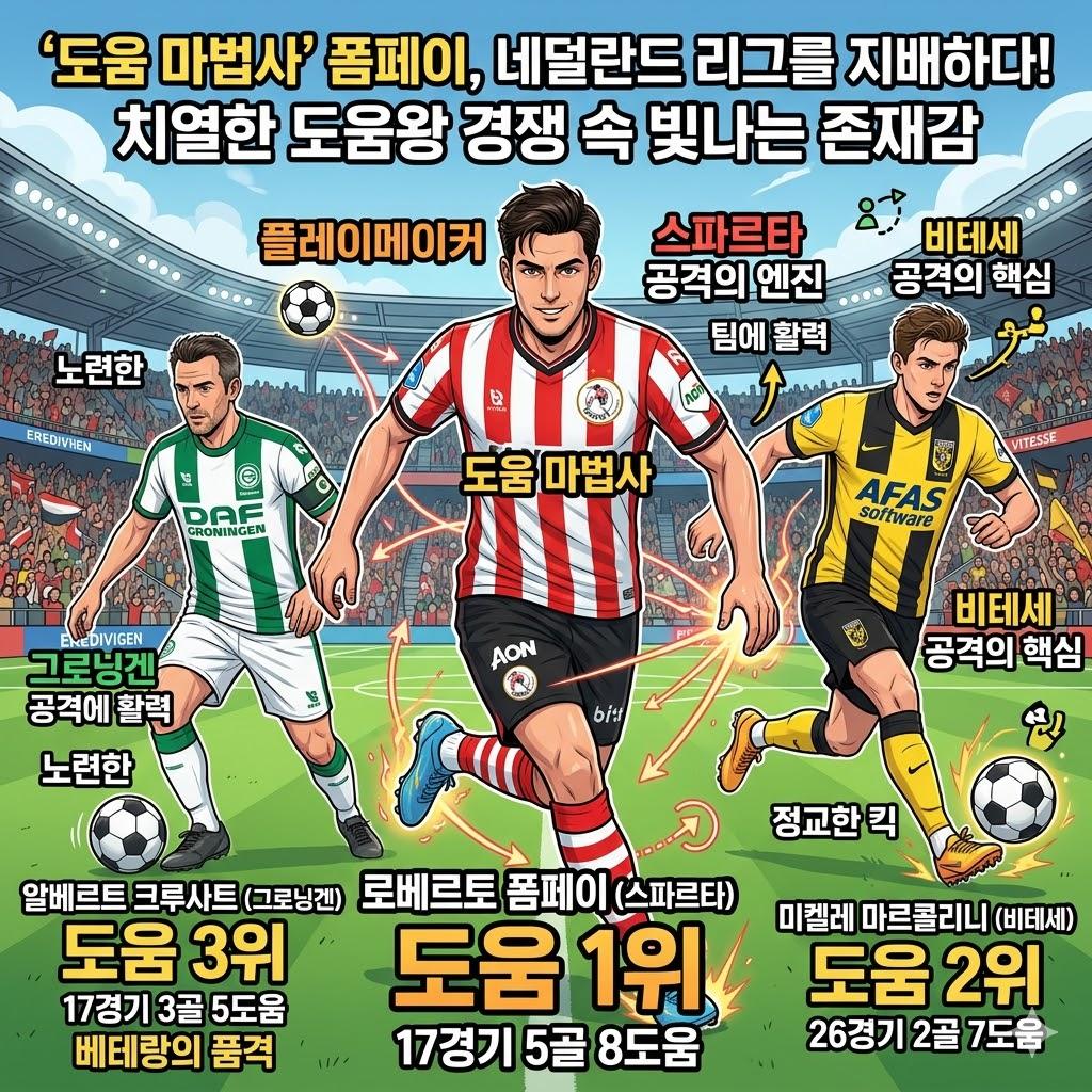 폼페이, 네덜란드 리그 도움왕 등극마르콜리니, 폼페