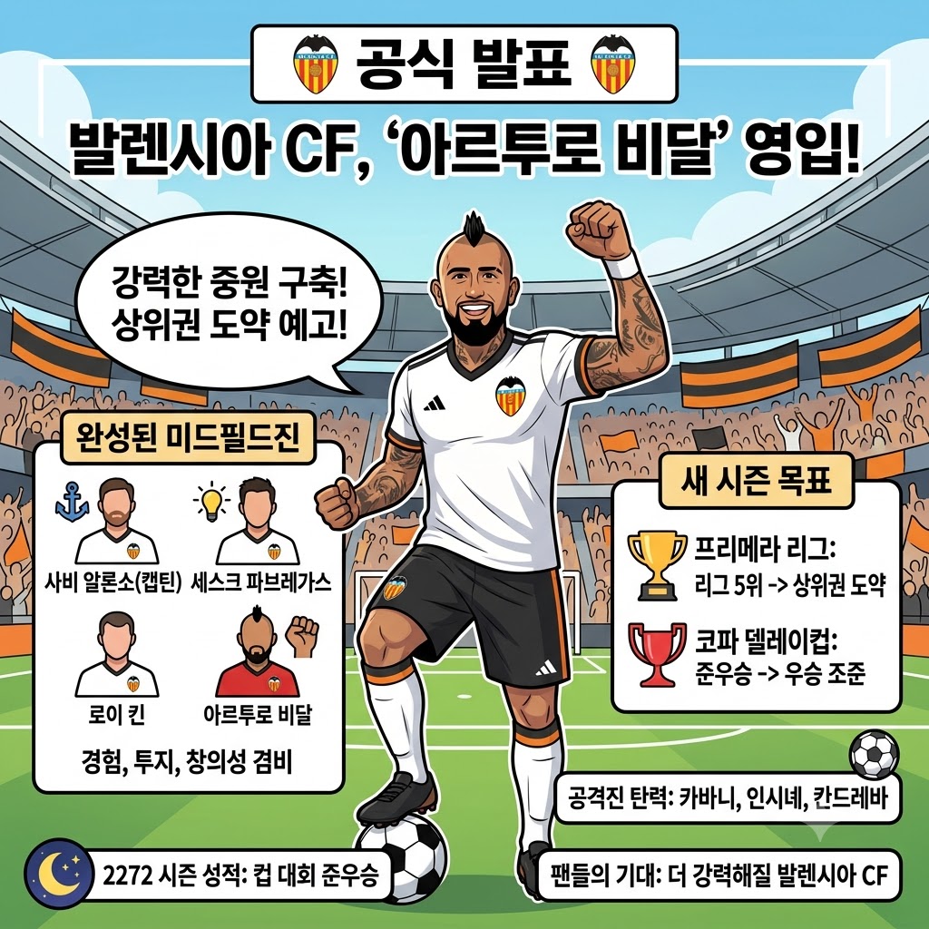 발렌시아, 비달 영입으로 중원 대변혁 예고