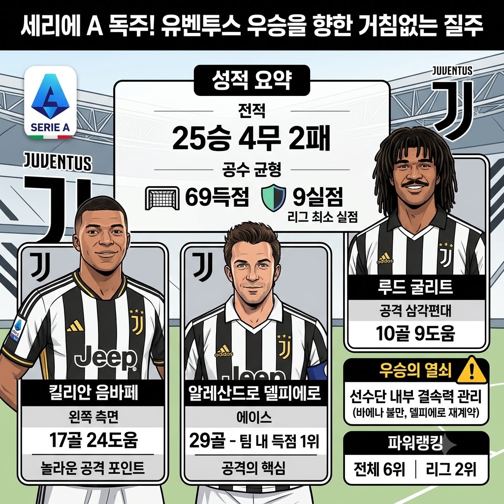 유벤투스, 9실점 철벽수비로 세리에A 독주 질주