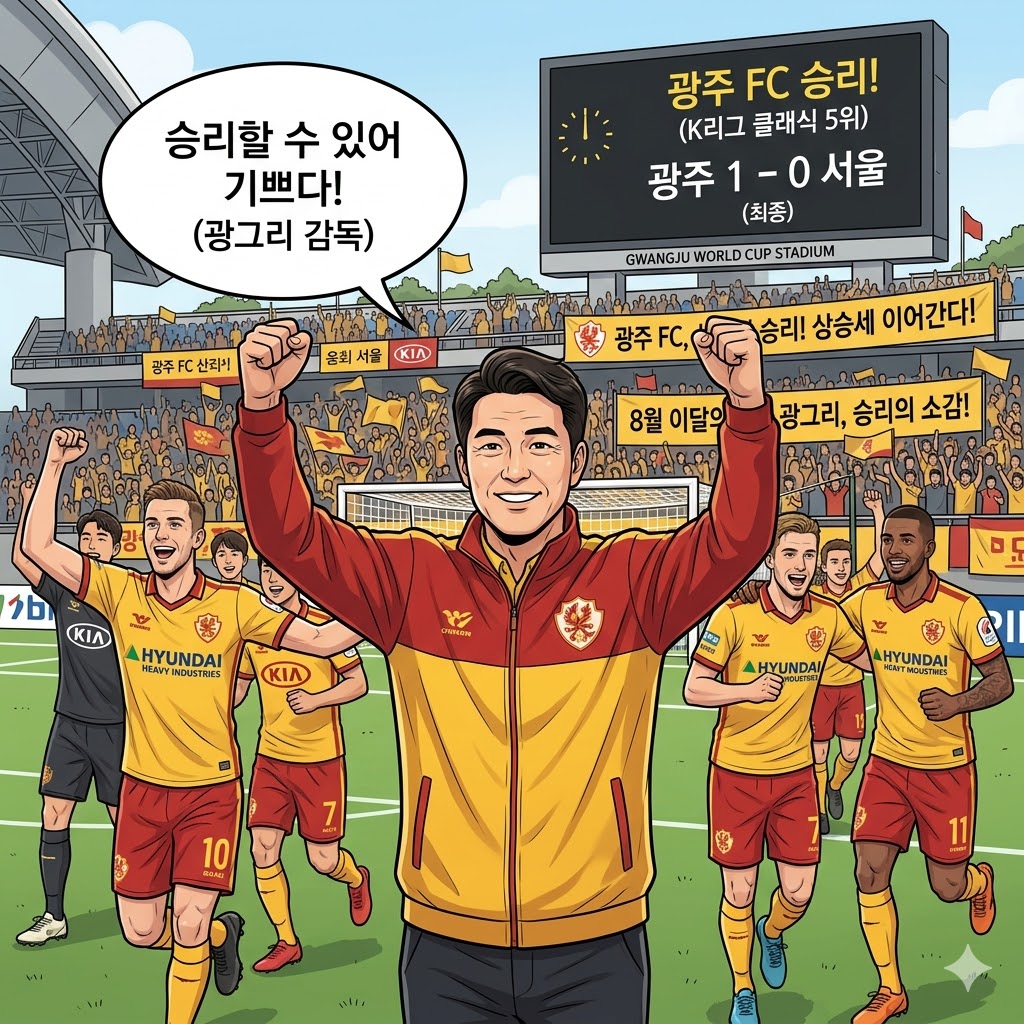 광주 7승째, 광그리 감독 [승리가 기쁘다] 시즌 5위