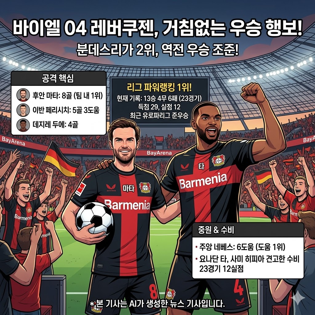 레버쿠젠, 역전 우승 청신호…파워랭킹 1위의 저력