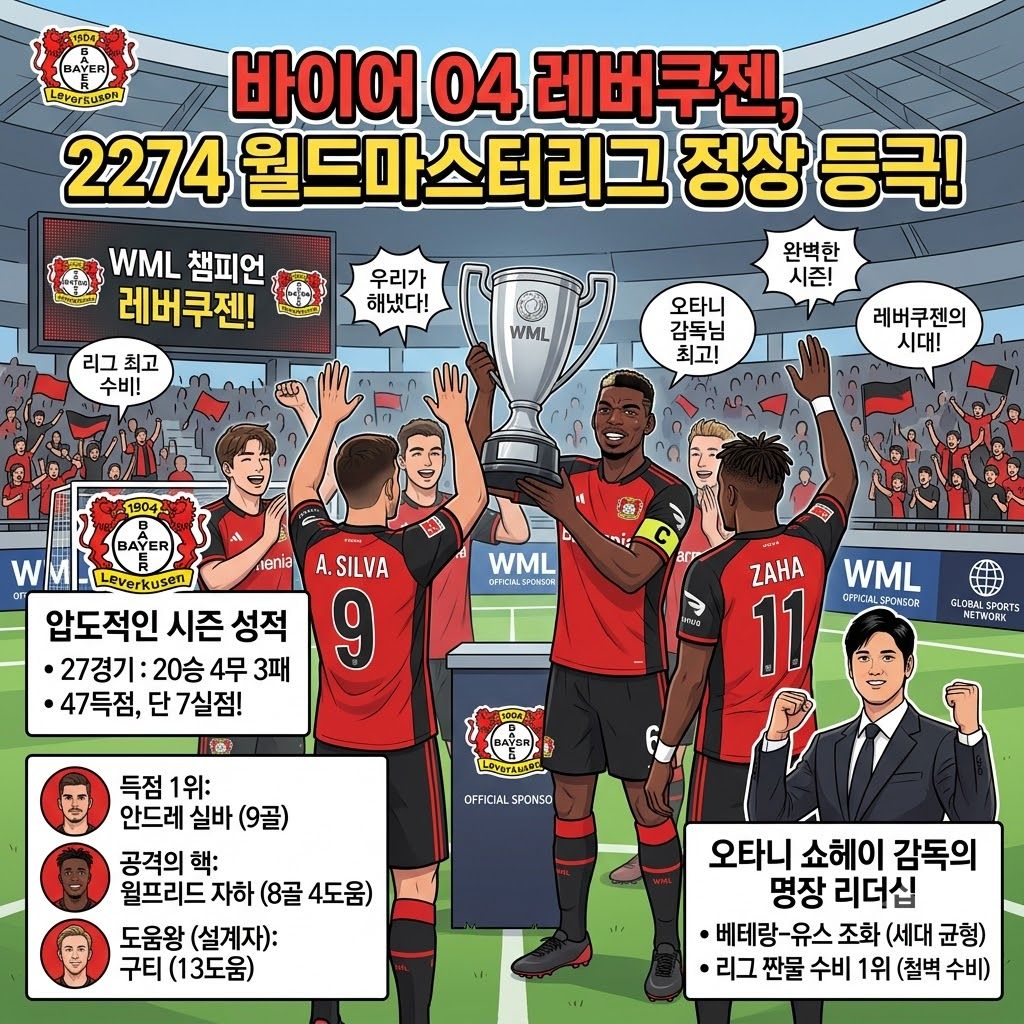 레버쿠젠, 7실점 철벽 방어로 WML 1부리그 정복
