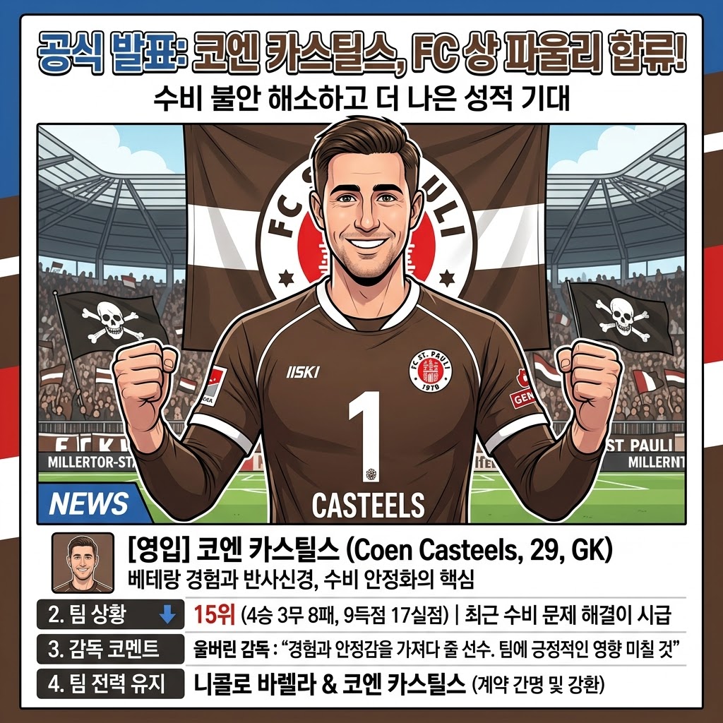 상 파울리, 골문 강화! 베테랑 카스틸스 영입