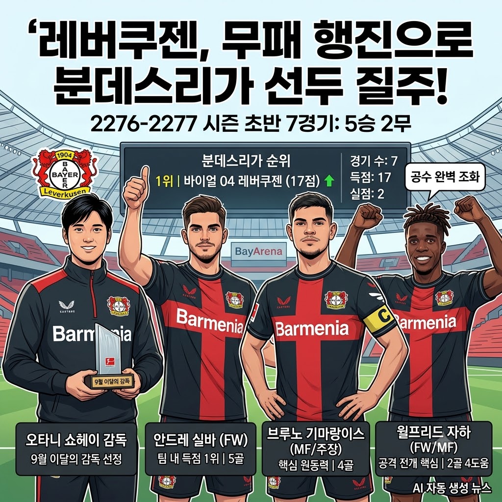 레버쿠젠, 7전 무패 질주…공수 완벽 밸런스의 비결은
