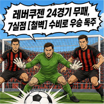레버쿠젠 24경기 무패, 7실점 [철벽] 수비로 우승 독주