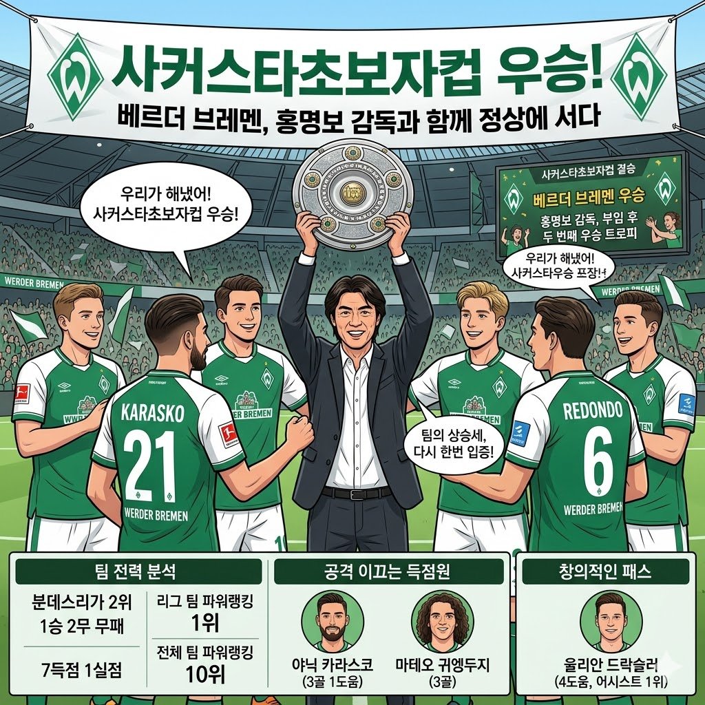 홍명보 브레멘, 무패행진 속 초보자컵 2연패 달성