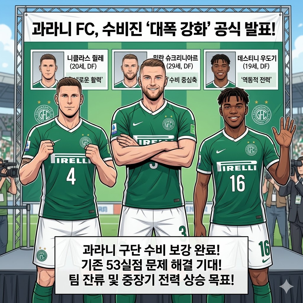 과라니, 수비 대수술…슈크리니아르 포함 3명 동시 영