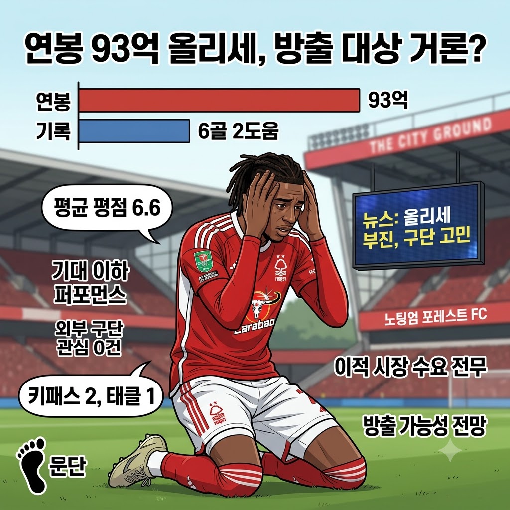 연봉 93억 올리세, [쫓겨날 판]…6골이 전부?