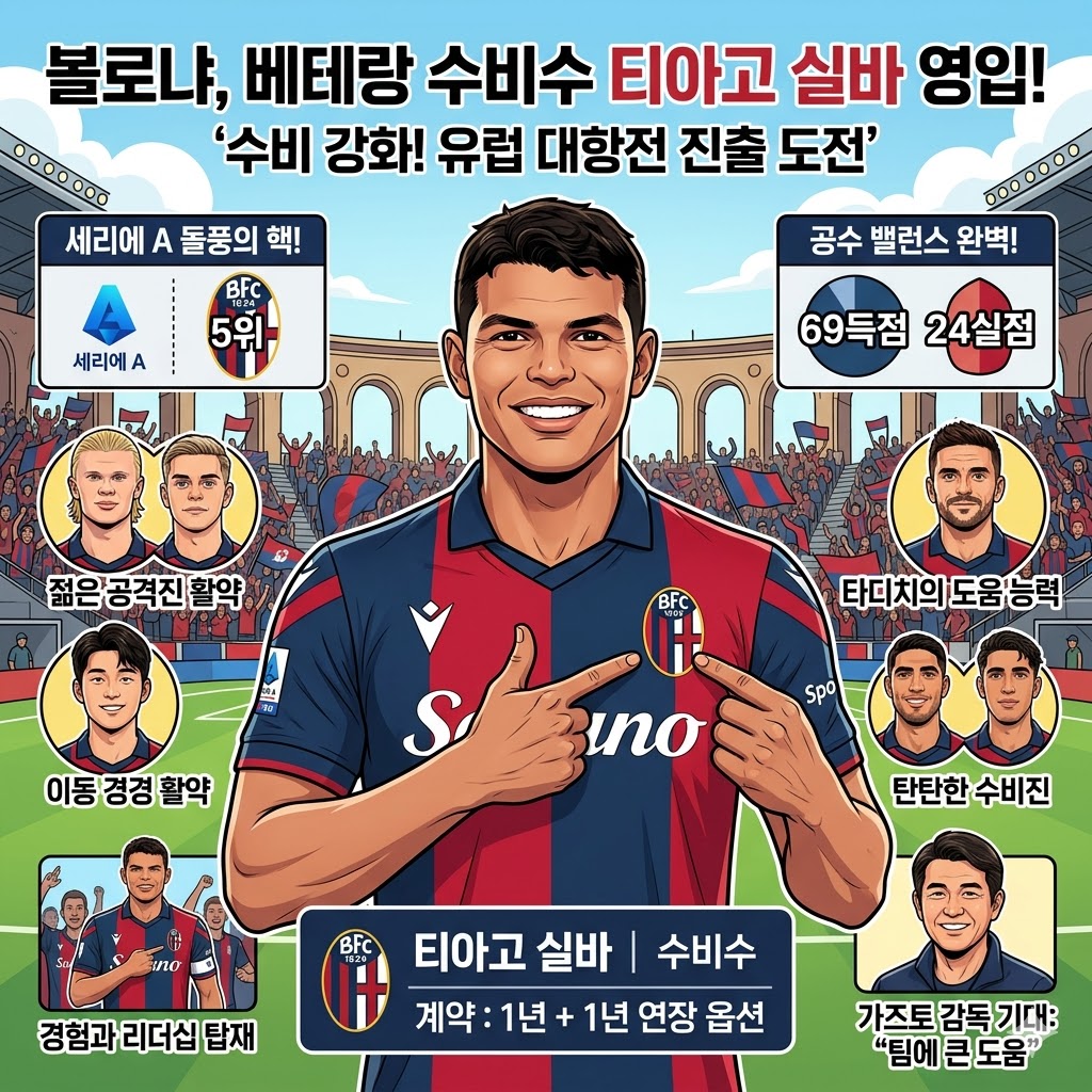 볼로냐, `수비 레전드` 티아고 실바 전격 영입!
