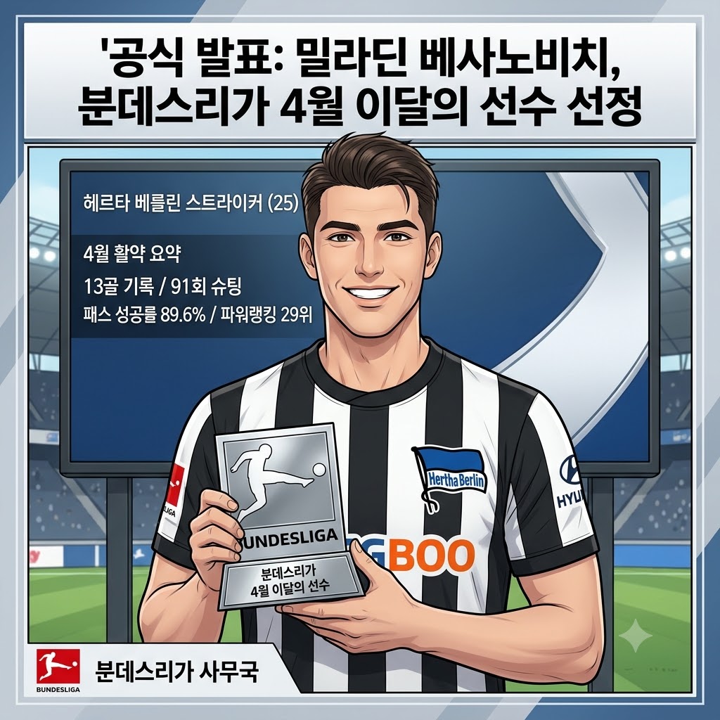 베사노비치, 4번째 [이달의 선수] 등극…끝없는 골 본