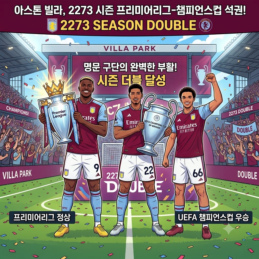 아스톤 빌라, 챔스+리그 시즌 더블 달성!