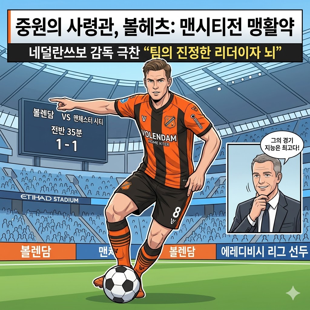 볼렌담 감독 `극찬`! 맨시티전 빛난 볼헤츠, 중원 사