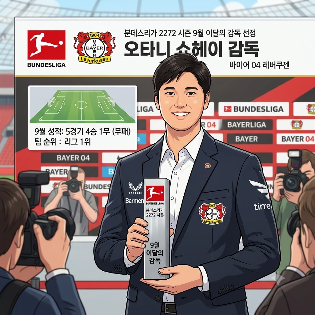 오타니의 레버쿠젠, 5경기 1실점 무패행진으로 정상