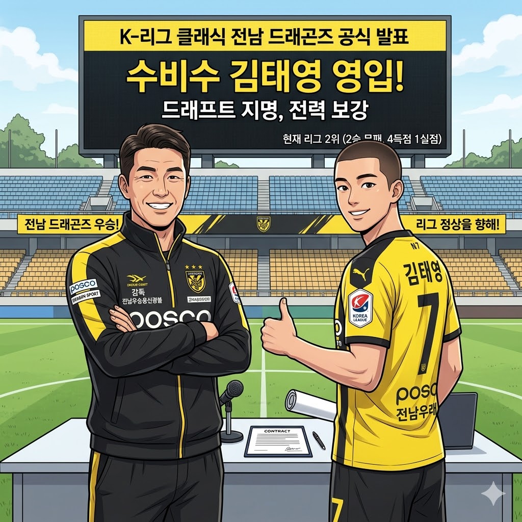 전남, 김태영 깜짝 영입… 무패 행진 속 우승 퍼즐 완
