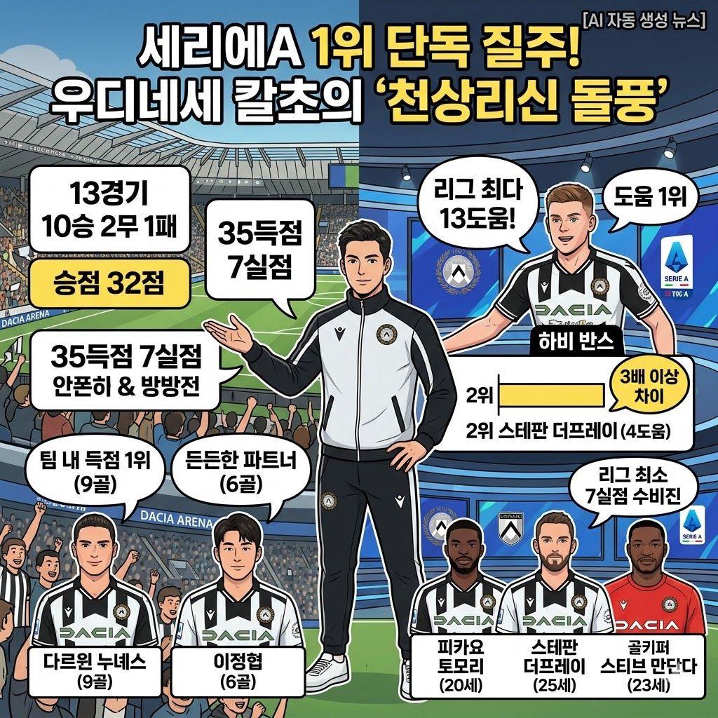 천상리신의 우디네세, 세리에A 독주 비결은 [반스의 1