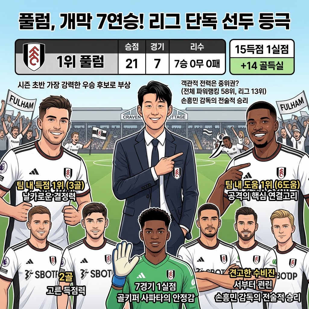 손흥민의 풀럼, 7전 전승 질주…우승 청신호?