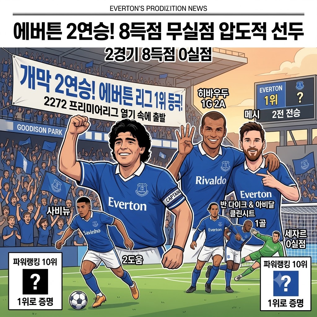 에버튼, 8골 무실점 개막 2연승…리그 선두 질주