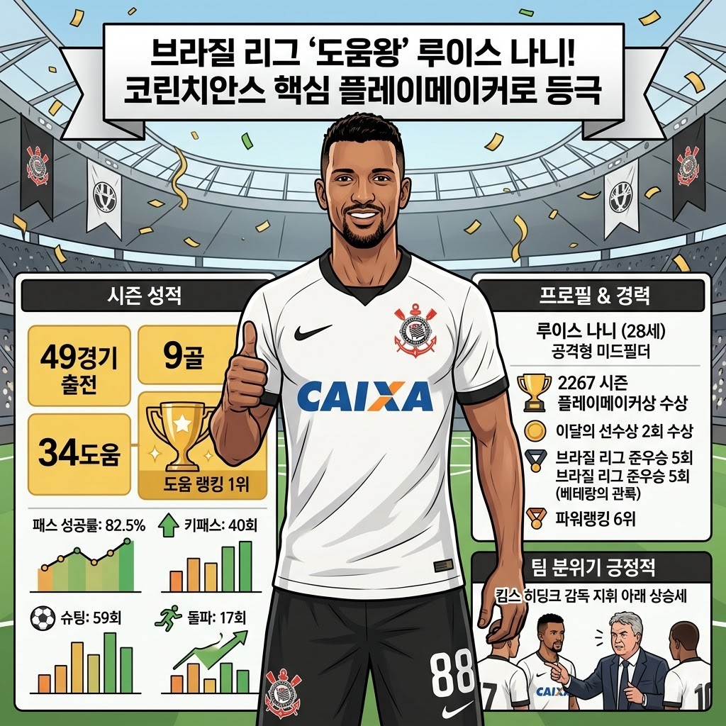 나니, 34도움으로 브라질리그 [도움왕] 등극
