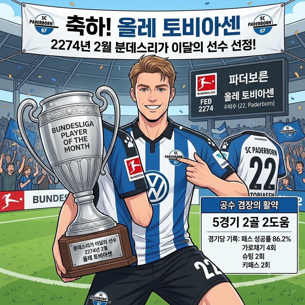 5경기 2골 2도움, 파더보른 토비아센의 [이달의 선수]