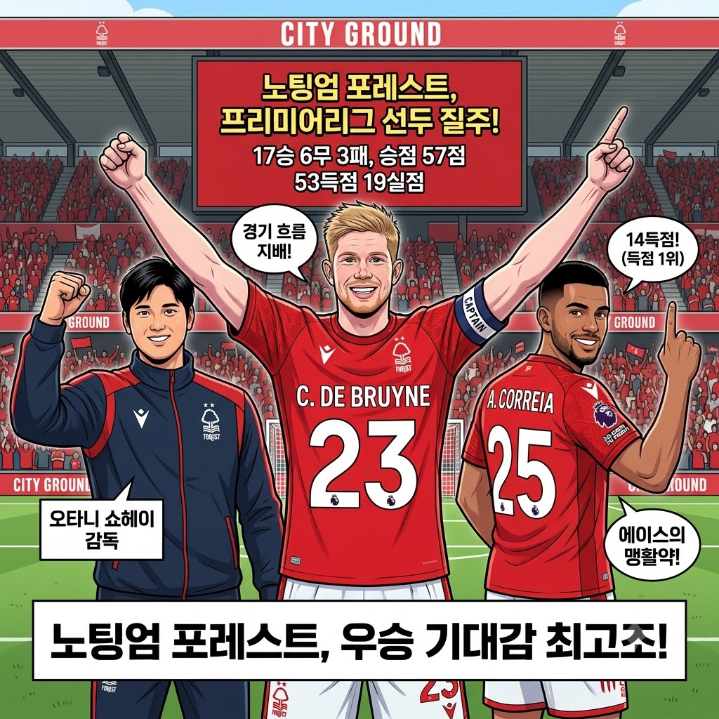 노팅엄 포레스트, 승점 57 독주…우승 꿈 현실로