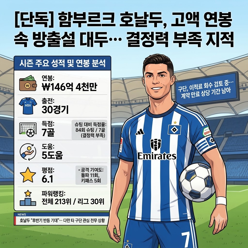 호날두, 84슈팅 7골…함부르크 [손절] 수순